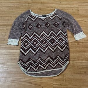 New Directions Brown and Cream Knit Top